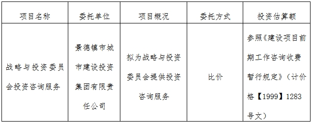 戰(zhàn)略與投資委員會投資咨詢服務(wù)計劃公告